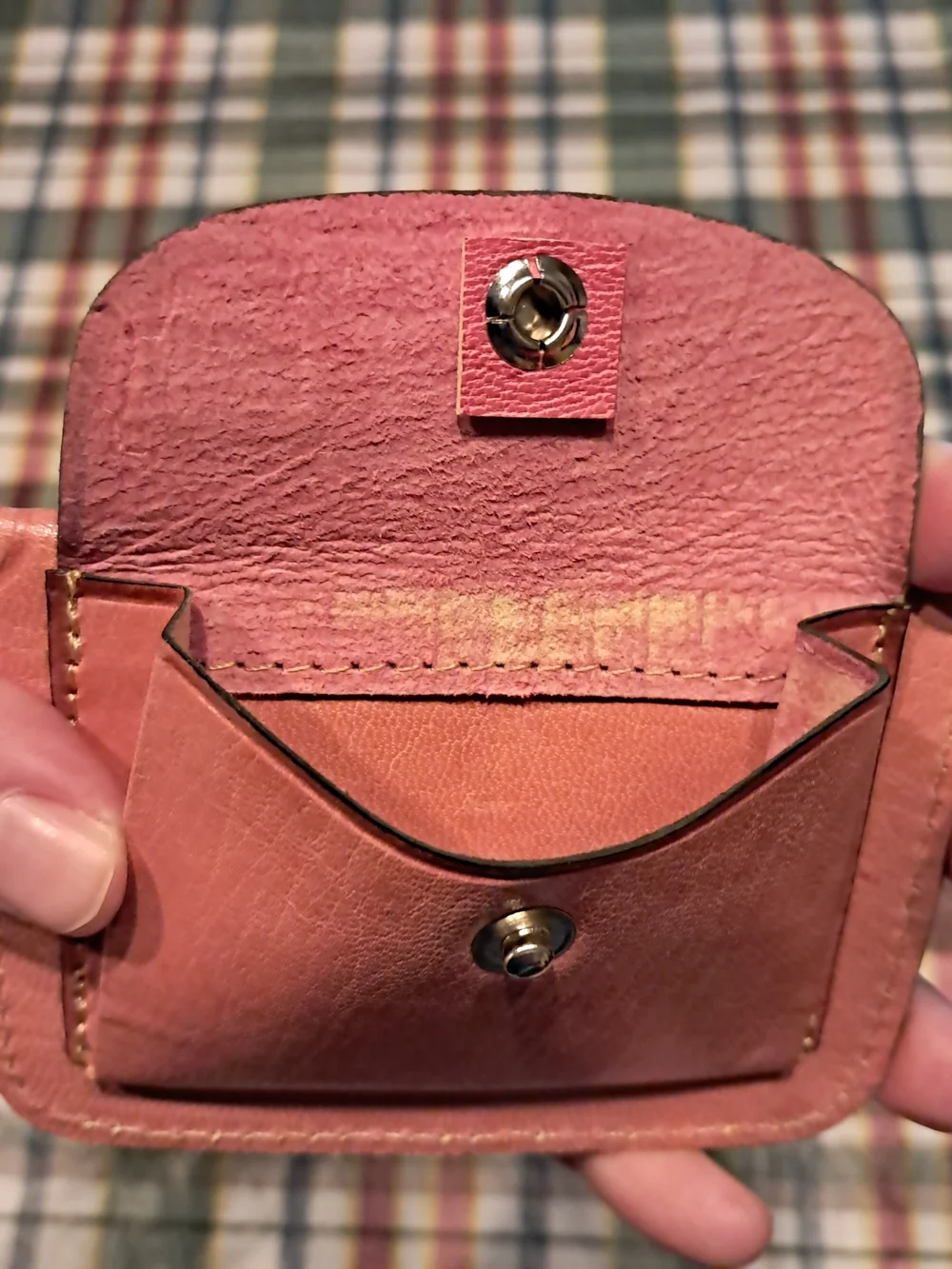 Genuine 100% Leather Embossed Pink Leather Card/ Coin Pouch